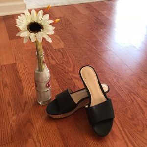 NINE WEST Black Wedge Sandals 8 1/2